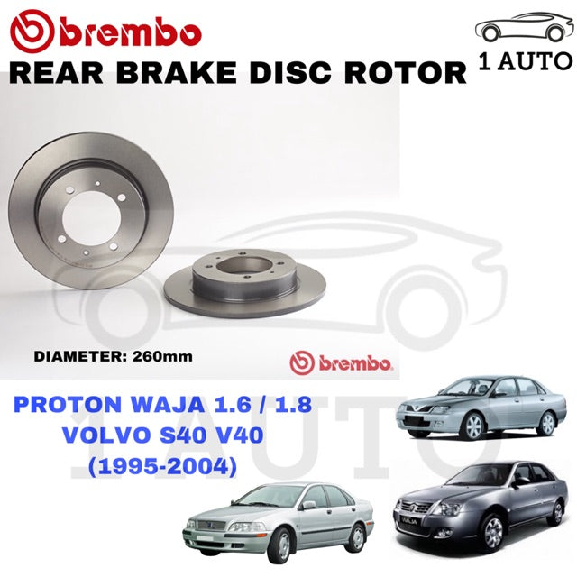 GENUINE BREMBO REAR BRAKE DISC ROTOR PROTON WAJA 1.6 1.8 VOLVO S40 V40 (1995-2004)