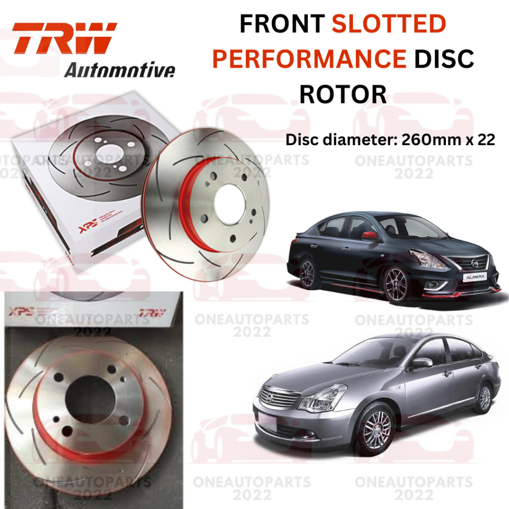 TRW XPS FRONT SLOTTED PERFORMANCE DISC ROTOR NISSAN ALMERA N17 1.5 SYLPHY G11 2.0