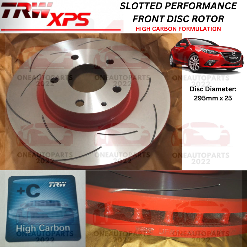 TRW XPS FRONT PERFORMANCE SLOTTED BRAKE DISC ROTOR MAZDA 3 BM BN 2.0 SKYACTIV (2013-2018)
