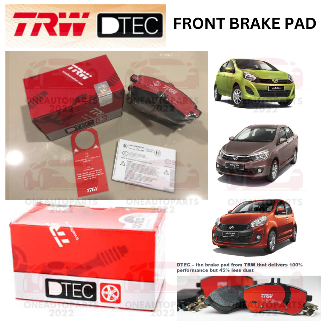 TRW DTEC FRONT DEPAN PREMIUM BRAKE PAD PERODUA MYVI LAGI BEST 1.3 1.5 (2011-2017) AXIA (2014-2022) BEZZA 1.0 1.3