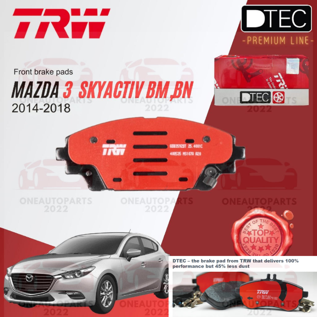 TRW DTEC PREMIUM FRONT BRAKE PAD MAZDA 3 SKYACTIV BM BN 2.0 (2014-2018)