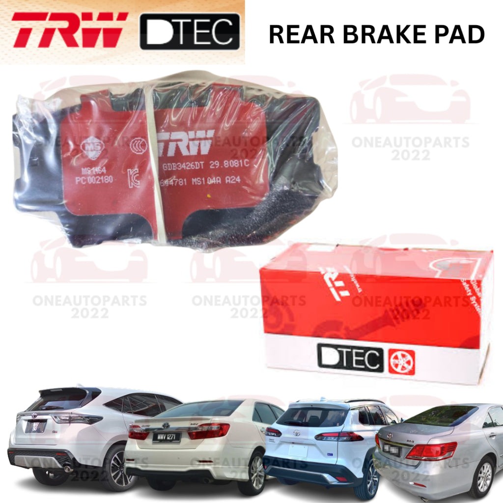 TRW DTEC PREMIUM REAR BRAKE PAD TOYOTA CAMRY ACV40 ACV51 ASV50 2.0 2.4 2.5 MARK X ZIO ANA10 HARRIER ZSU60 COROLLA CROSS
