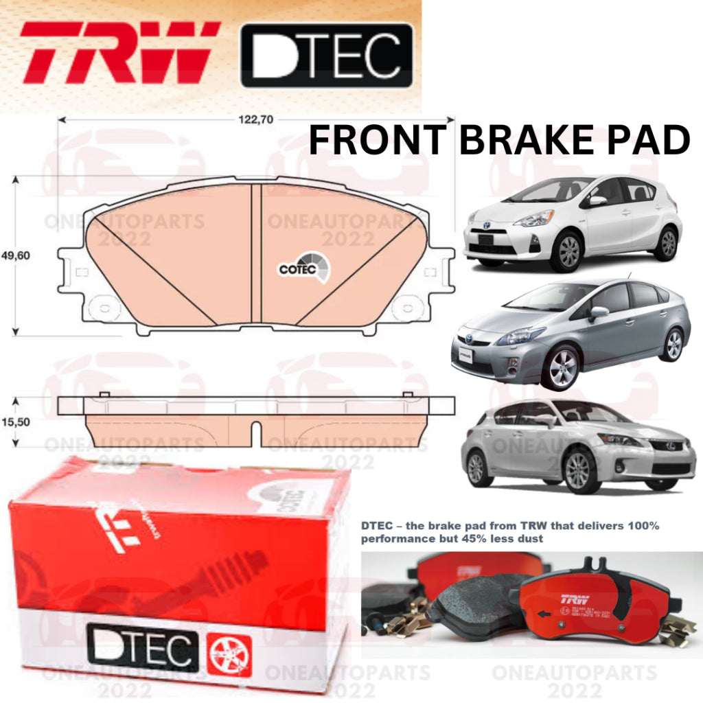 TRW DTEC PREMIUM FRONT BRAKE PAD TOYOTA PRIUS 1.8 ZVW30 PRIUS C 1.5 NHP10 LEXUS CT200h ZWA10