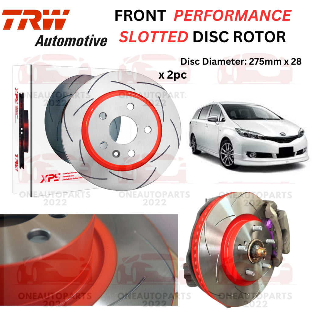 TRW XPS FRONT PERFORMANCE SLOTTED BRAKE DISC ROTOR TOYOTA WISH ZGE20 1.8 ZGE22 2.0 ZGE25 1.8 4WD