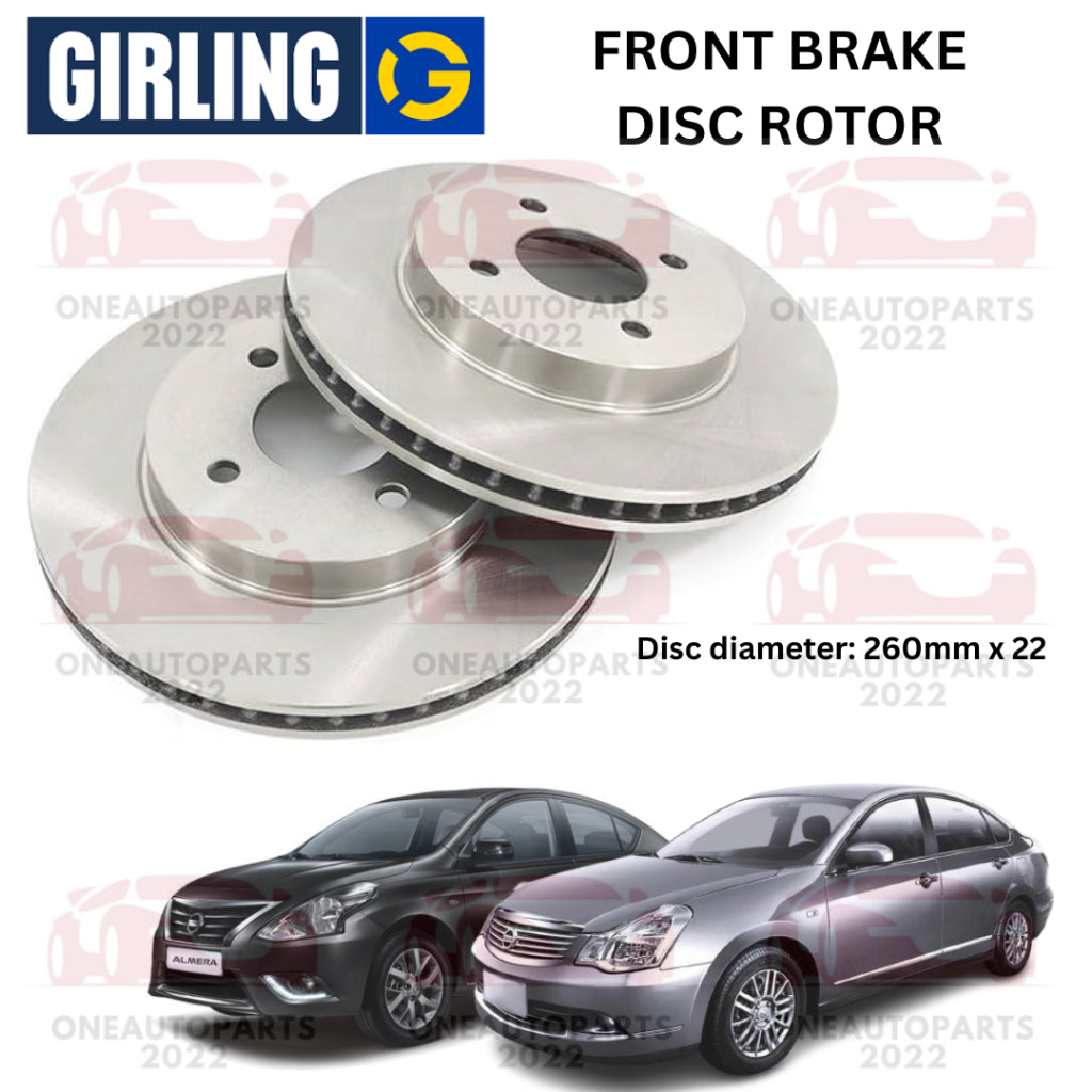 GIRLING FRONT BRAKE DISC ROTOR NISSAN ALMERA N17 1.5 SYLPHY G11 2.0