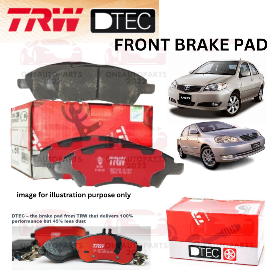 TRW DTEC PREMIUM FRONT DEPAN BRAKE PAD TOYOTA VIOS NCP42 1.5 IST NCP61 ALTIS ZZE121 ZZE122 1.6 1.8 MR-S
