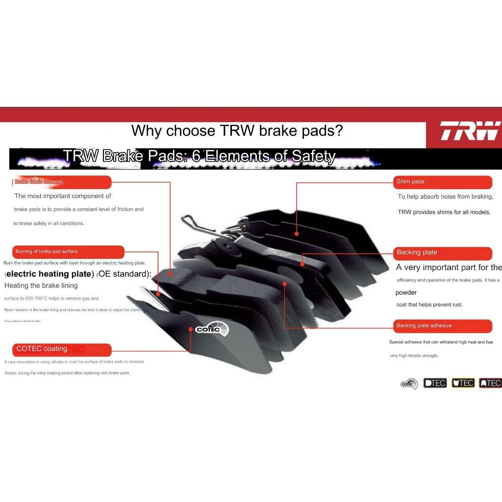 TRW DTEC PREMIUM FRONT DEPAN BRAKE PAD TOYOTA VIOS NCP42 1.5 IST NCP61 ALTIS ZZE121 ZZE122 1.6 1.8 MR-S