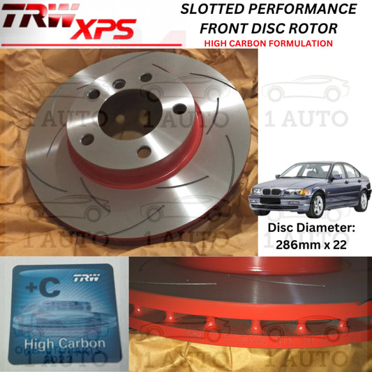 TRW XPS FRONT PERFORMANCE SLOTTED BRAKE DISC ROTOR BMW E46 318i 1.9 2.0 318Ci 320i Z3 E36 2.0 M52