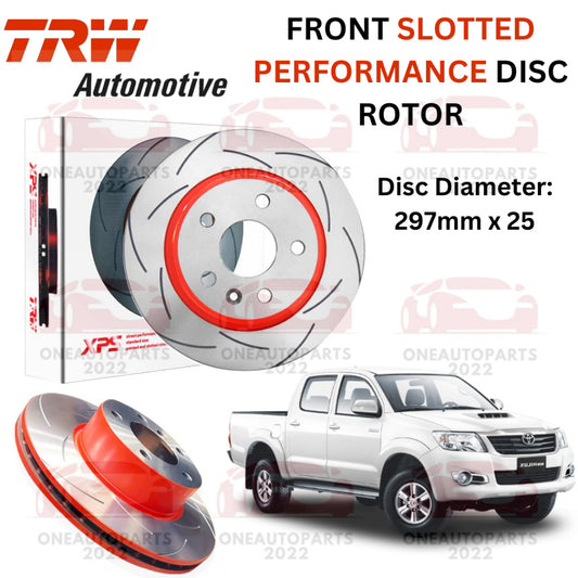 TRW XPS FRONT SLOTTED PERFORMANCE DISC ROTOR TOYOTA HILUX KUN25 2.5D (1 pair, sepasang)