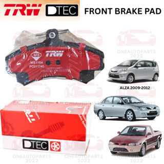 TRW DTEC PREMIUM FRONT BRAKE PAD PROTON WAJA 1.6 ARENA 1.5 PERODUA ALZA 1.5 (2009-2012)