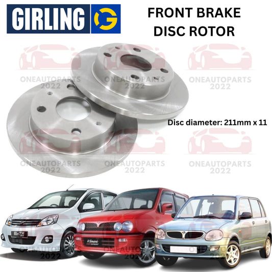 GIRLING FRONT BRAKE DISC ROTOR PERODUA KELISA KENARI VIVA 660 850 1.0