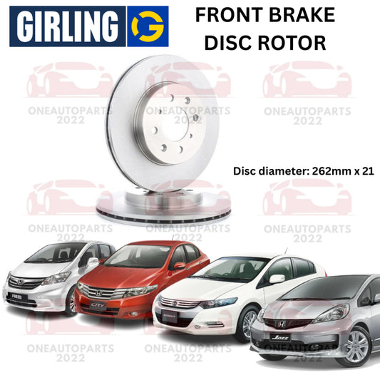 GIRLING FRONT DEPAN BRAKE DISC ROTOR HONDA CITY TMO JAZZ GE8 GP1 FREED 1.5 INSIGHT 1.3 IMA