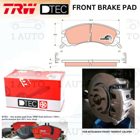 TRW DTEC PREMIUM FRONT BRAKE PAD MITSUBISHI TWINPOT EVO 2 3 4 2pot PAJERO V43 V45 V46 AIRTREK TURBO CHALLENGER K97WG