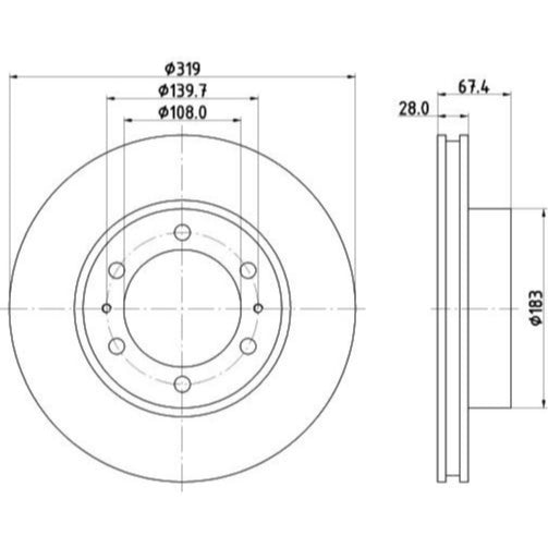 GIRLING FRONT BRAKE DISC ROTOR TOYOTA HILUX REVO GUN125 2.4 GUN126 2.8 GUN135