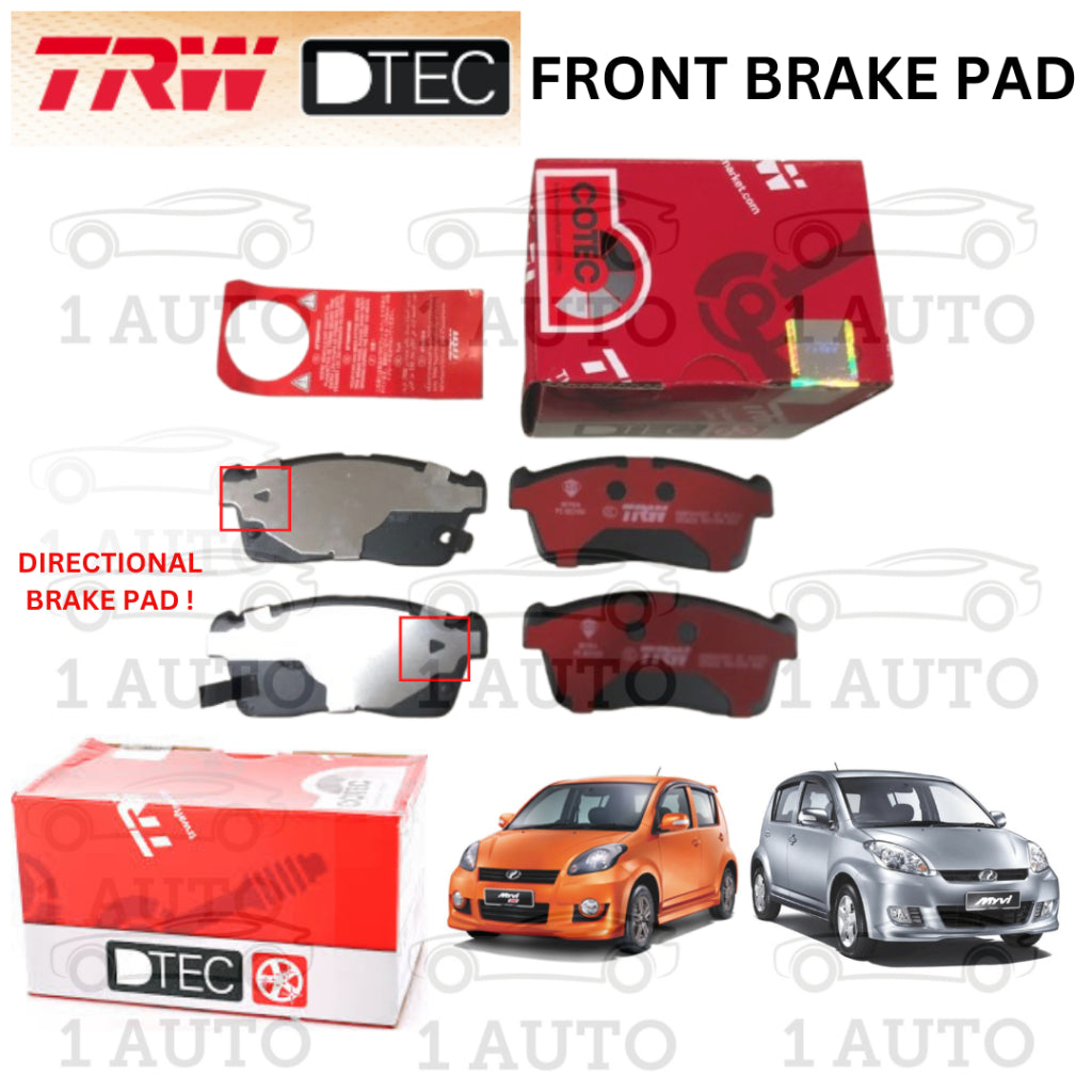 TRW DTEC PREMIUM FRONT BRAKE PAD PERODUA MYVI 1.0 1.3 (2005-2010)TOYOTA bB QCN21 1.5 SUZUKI ALTO 1.0