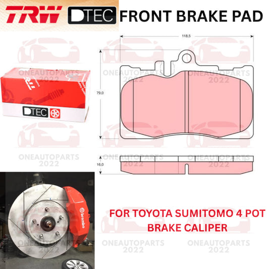 TRW DTEC PREMIUM FRONT BRAKE PAD TOYOTA LEXUS LS430 SUMITOMO 4 POT CALIPER