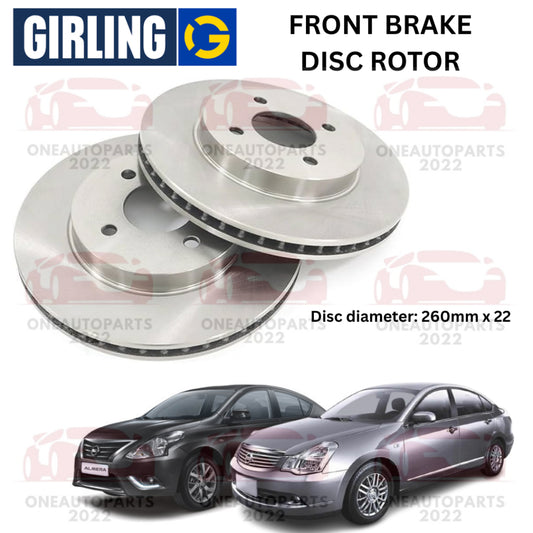 GIRLING FRONT BRAKE DISC ROTOR NISSAN ALMERA N17 1.5 SYLPHY G11 2.0